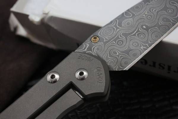 Нож складной Chris Reeve Large Sebenza 21 Unique Graphics D. Thomas Stainless Raindrop Damascus, сталь дамаск с рисунком "капля дождя", рукоять титан